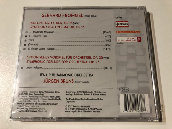 Gerhard Frommel – Symphony No. 1 Op. 13 & Symphonic Prelude Op. 23 (CD Album) (845221053387)