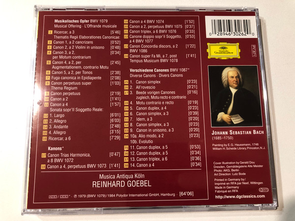 Johann Sebastian Bach: Musikalisches Opfer • Musical Offering • L’Offrande Musicale (Audio CD) (028946302620)