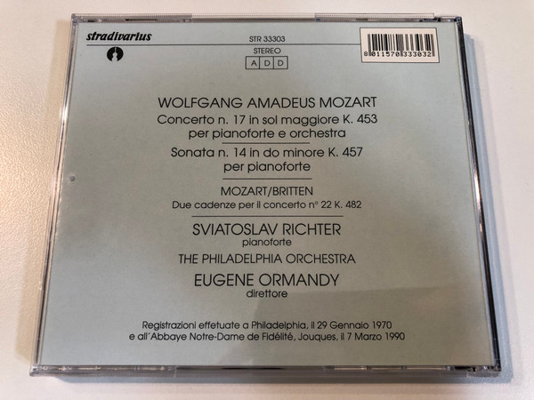 Wolfgang Amadeus Mozart – Piano Concerto No. 17 K. 453 · Piano Sonata No. 14 K. 457 Un Homme de Concert Vol. 1 / Audio CD (8011570333032)