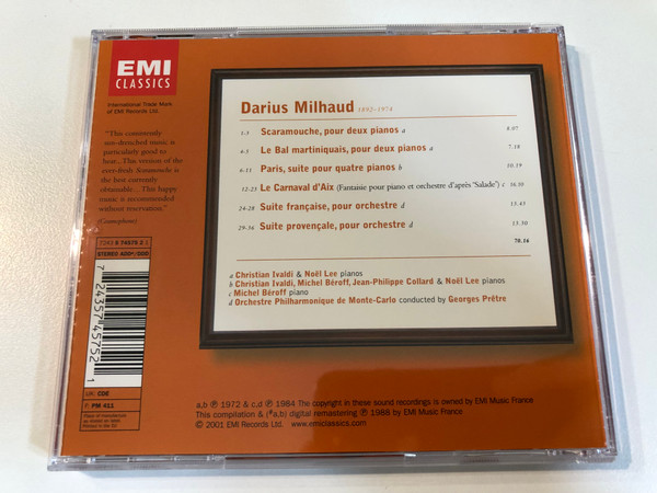 Darius Milhaud: Complete Piano Works & Suites / Scaramouche etc. (EMI Classics CD) (724357457521)
