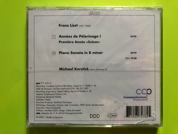 Franz Liszt – Années de Pèlerinage I & Piano Sonata in B minor CD (761203747825)