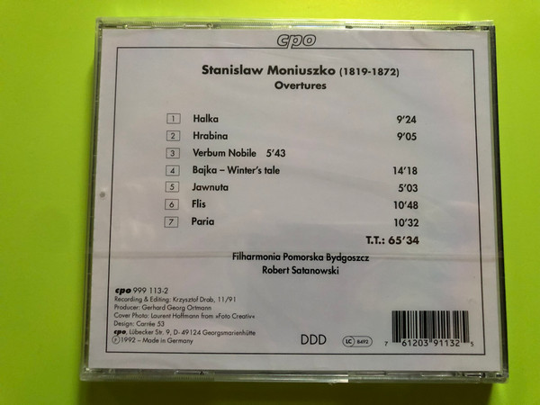 Stanisław Moniuszko – Overtures (Filharmonia Pomorska · Robert Satanowski) CD (761203911325)