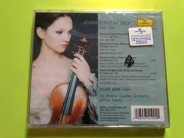 Hilary Hahn – Bach: Violin Concertos · Los Angeles Chamber Orchestra · Jeffrey Kahane CD (028947419921)