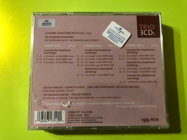 Johann Sebastian Bach – The Harpsichord Concertos (Trio 3CDs, Archiv Produktion) (02894717521)