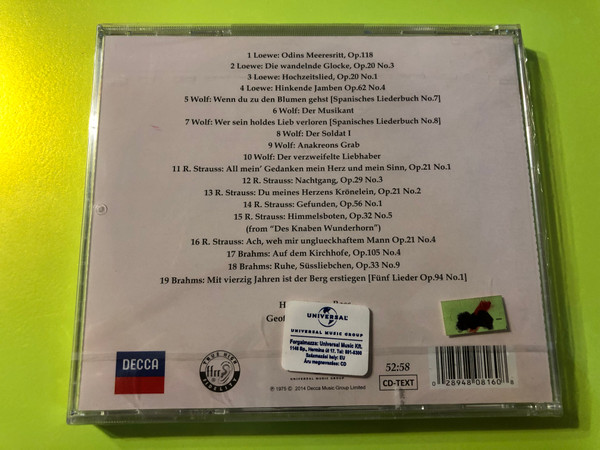 The Art of Hans Hotter Vol. II – Legendary Lieder Recital CD (028948081608)