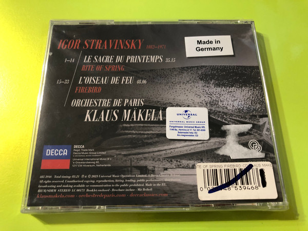 Igor Stravinsky – Le Sacre du Printemps / L’Oiseau de Feu – Orchestre de Paris, Klaus Mäkelä CD (028948539468)