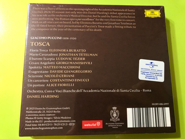 Puccini: Tosca – Eleonora Buratto, Jonathan Tetelman, Ludovic Tézier (2CD) (002894866997)