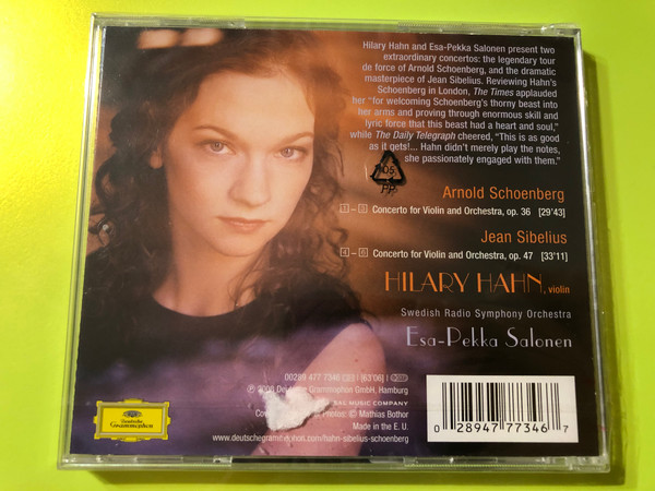 The Modern Masters: Schoenberg and Sibelius Violin Concertos with Hilary Hahn CD (0028947773467)