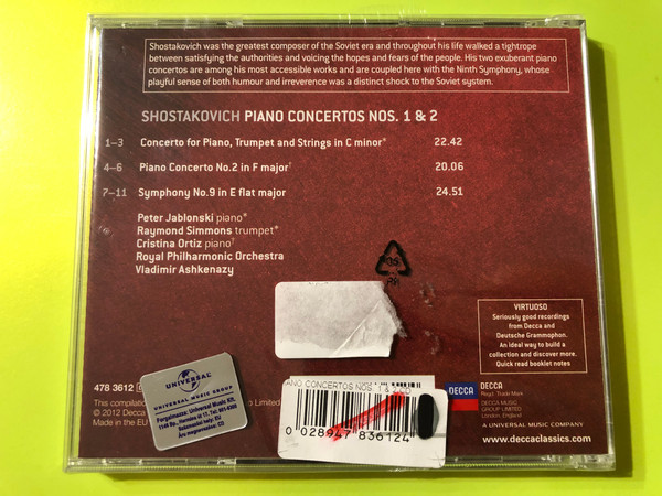 Shostakovich: Piano Concertos Nos. 1 & 2 / Symphony No. 9 (DECCA VIRTUOSO) CD (0028947836124)