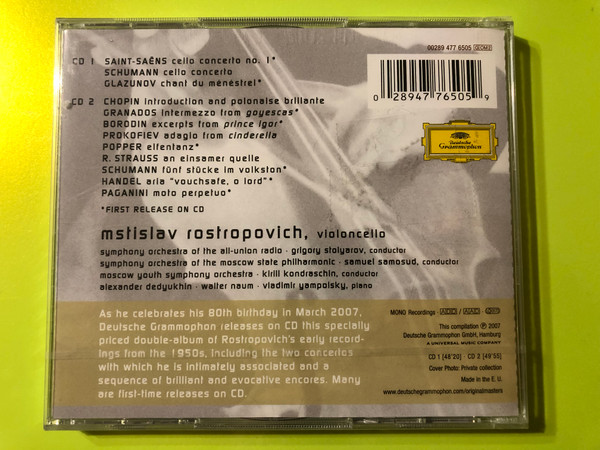 Mstislav Rostropovich: Cello Concertos & Encores CD (0028947765059)