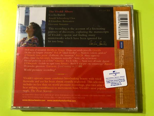 Cecilia Bartoli – The Vivaldi Album (Decca, Il Giardino Armonico) CD (028947833888)