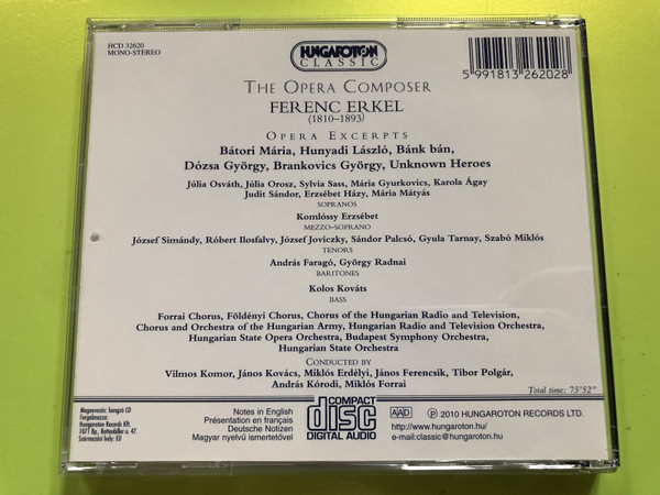 FERENC ERKEL – Opera Excerpts: The Voice of Hungary’s National Heritage CD (5991813262028) FERENC ERKEL – Opera Excerpts: The Voice of Hungary’s National Heritage CD (5991813262028)