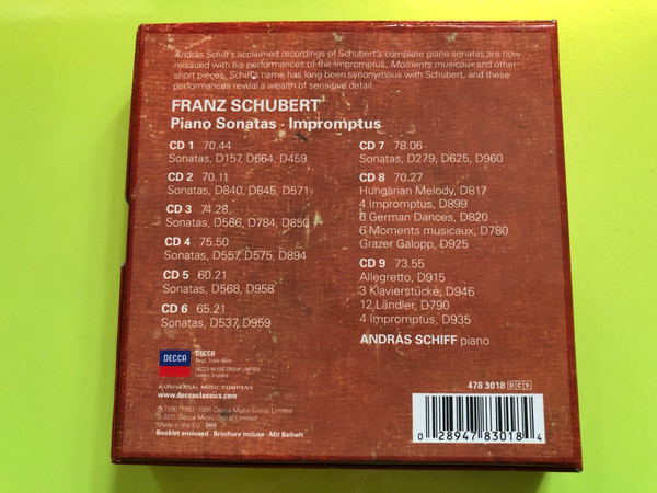 Franz Schubert – Complete Piano Sonatas & Impromptus 9xCD (028947830184)