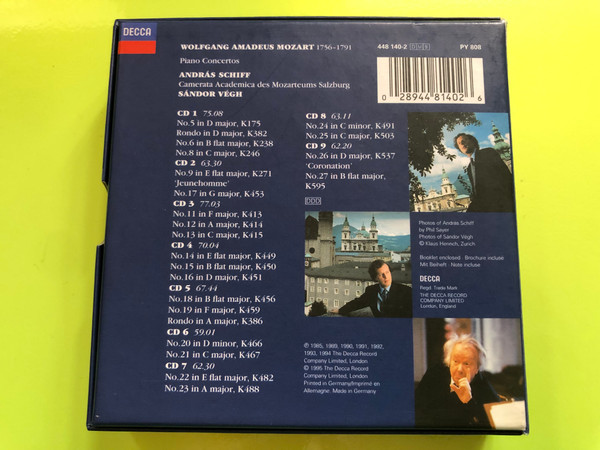 Wolfgang Amadeus Mozart – Complete Piano Concertos 9xCD (028944814026.)