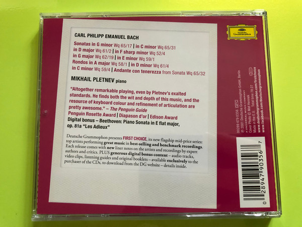 Carl Philipp Emanuel Bach – Sonatas & Rondos CD (028947903567)