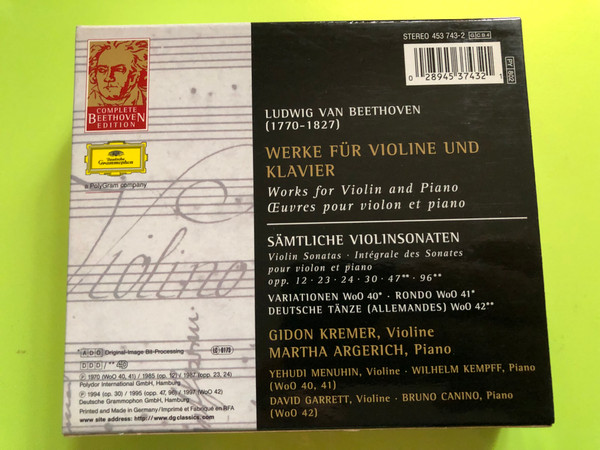 Beethoven – Violin Sonatas (4-CD Set) | Complete Beethoven Edition Vol. 7 (028945374321)