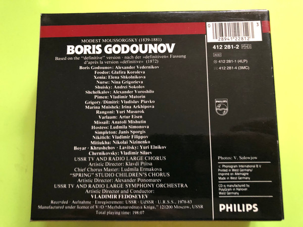 Modest Mussorgsky: Boris Godounov – Vladimir Fedoseyev (3CD, Philips Classics) (028941228123)