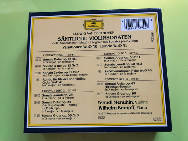 Ludwig van Beethoven – Sämtliche Violinsonaten / The Complete Violin Sonatas (4-CD Set) (028941587428)