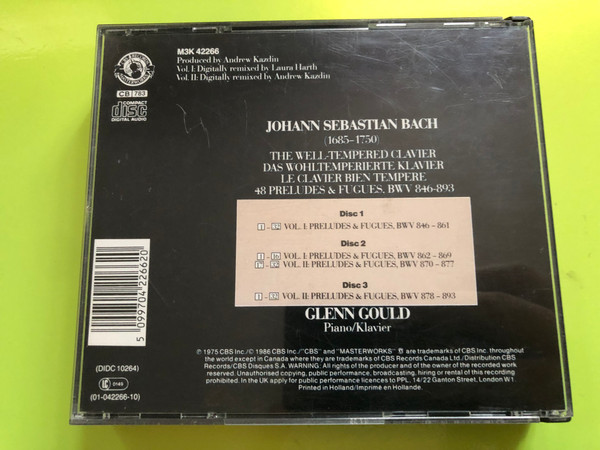 Glenn Gould – J.S. Bach: The Well-Tempered Clavier (Das Wohltemperierte Klavier / Le Clavier Bien Tempéré) CD (5099704226620)