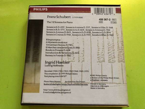 Franz Schubert: The 12 Piano Sonatas – Ingrid Haebler & Ludwig Hoffmann (7-CD Philips Classics Set) (028945636726)