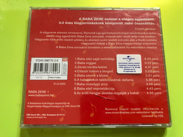 Raimond Lap – Baba Zene 1 (Music for Babies, EMI / Universal Music Group Hungary) - Audio CD (0724359677026.)