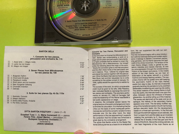Ditta Bartók-Pásztory Plays Bartók (CD) (HCD 31039)