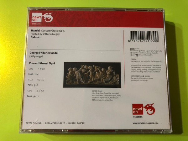 Handel: Concerti Grossi Op.6 – I Musici (Newton Classics 3CD Set) (8718247710300)
