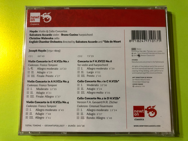 Haydn: Violin & Cello Concertos – Newton Classics 2CD Set (8718247710171)