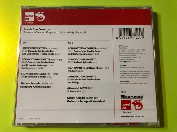 Double Bass Concertos – Newton Classics 2CD Set (8718247712007)