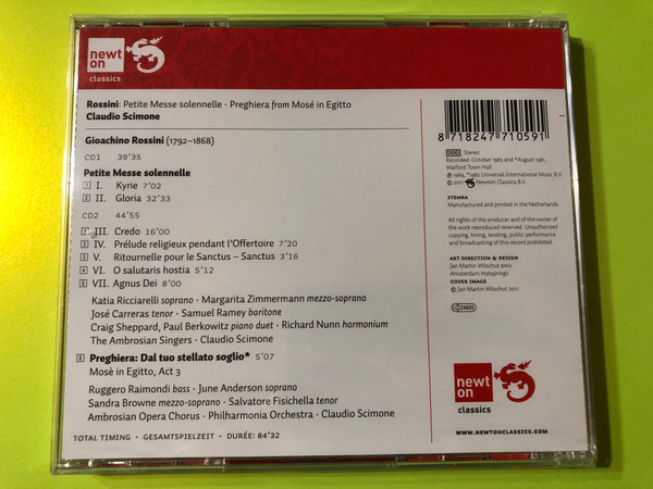 Rossini: Petite Messe Solennelle – José Carreras, Katia Ricciarelli, Samuel Ramey, Margarita Zimmermann 2xCD (8718247710591)