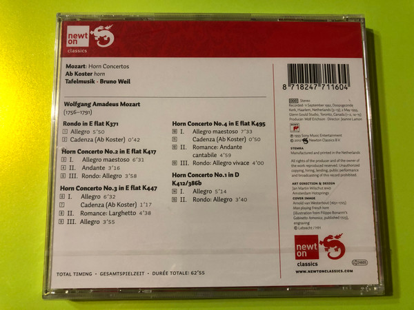 Mozart: Horn Concertos – Ab Koster · Tafelmusik · Bruno Weil CD (8718247711604)