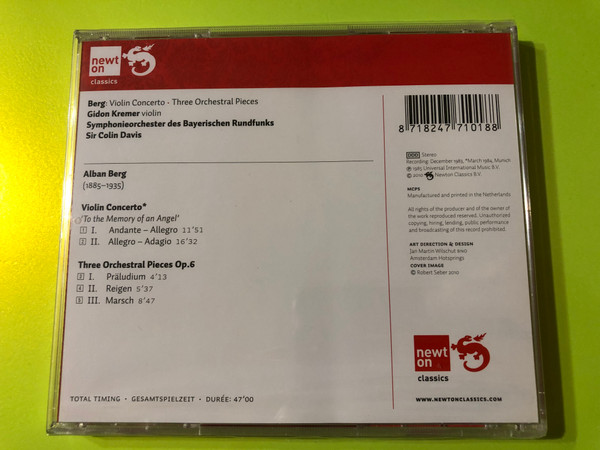 Berg: Violin Concerto & Three Orchestral Pieces – Gidon Kremer / Sir Colin Davis (Newton Classics CD) (8718247710188)