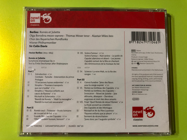 Berlioz: Roméo et Juliette – Sir Colin Davis / Wiener Philharmoniker (Newton Classics 8802046, 2CD Set) (8718247710461)