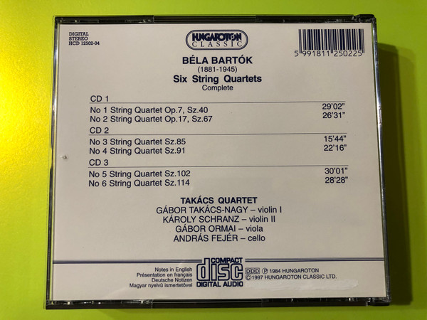 Béla Bartók: The Six String Quartets — Takács Quartet (3 CD Set) (5991811250225)