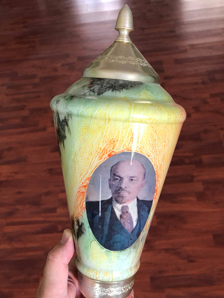 Vintage Soviet Lenin "Sports Trophy" Urn: Porcelain Commemorative Cup (c. 1970) (LeninSportsTrophy)