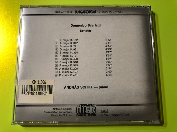 Domenico Scarlatti: 12 Sonatas – András Schiff, Piano Masterworks CD (5991811180621.)