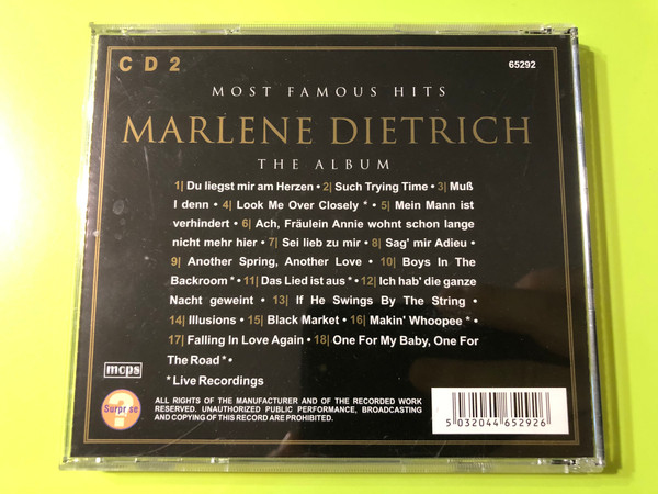 Iconic Elegance: Marlene Dietrich - Most Famous Hits, The Album (CD 2) (5032044652926)