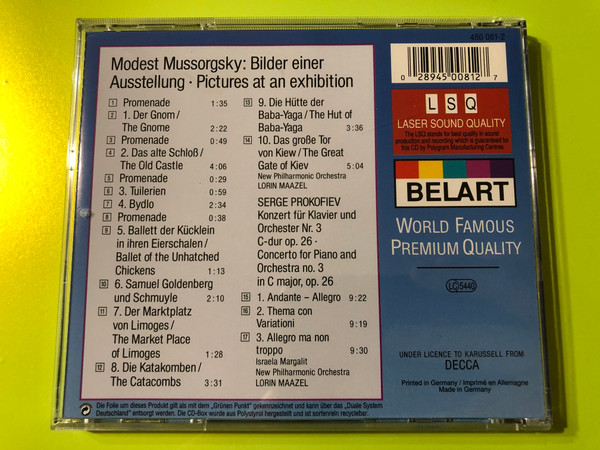 Mussorgsky & Prokofiev: Masterpieces for Orchestra and Piano CD (028945008127)
