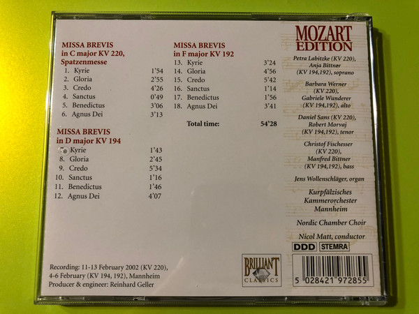 Mozart: Spatzenmesse & Salzburg Sacred Masses – Choral Splendor CD (5028421972855)