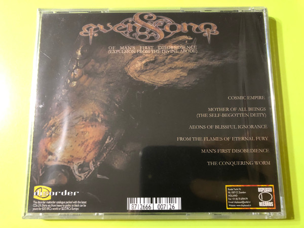 Even Song: Of Man’s First Disobedience – Gothic/Doom Metal Masterpiece on CD (8712666007126.)
