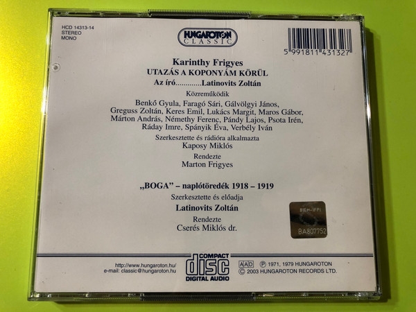 Experience a Literary Legend: Karinthy Frigyes – Utazás a Koponyám Körül (2 CD Set) (5991811431327)