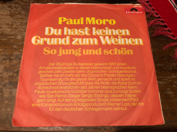 Paul Moro - Du hast keinen Grund zum Weinen: Vintage German-Hungarian Schlager Vinyl (PaulMoro)