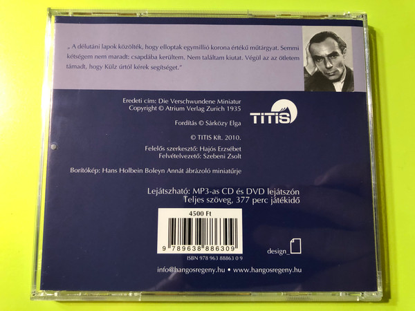 Az eltűnt miniatűr: Erich Kästner's Captivating Mystery Audiobook CD (9789638886309)