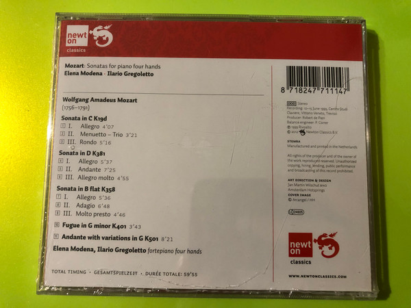 Mozart: Sonatas for Piano Four Hands by Newton Classics CD (818247711147)