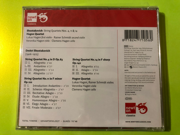Haunting Masterpieces: Shostakovich String Quartets by Newton Classics - Hagen Quartet CD (818247710560)