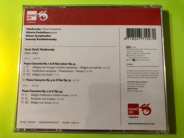 Tchaikovsky: Complete Piano Concertos - Viktoria Postnikova & Newton Classics 2-CD Set (8718247710270)