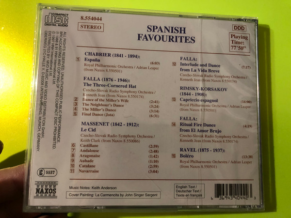 Boléro and Other Spanish Favourites - Naxos Classical Collection CD (636943404423)