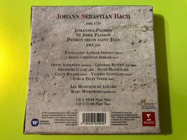 J.S. Bach: Johannes-Passion 2-CD Set by Erato (0190295854058.)