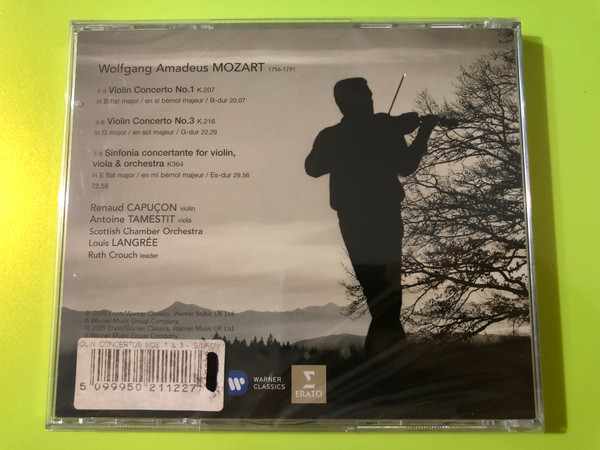 Mozart: Violin Concertos 1 & 3 & Sinfonia Concertante – Renaud Capuçon CD (5099950211227)