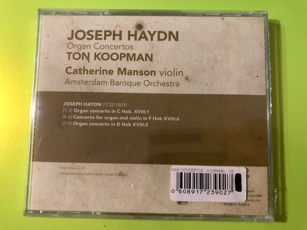 Joseph Haydn: Organ Concertos – Ton Koopman & Challenge Classics CD (0608917239027)